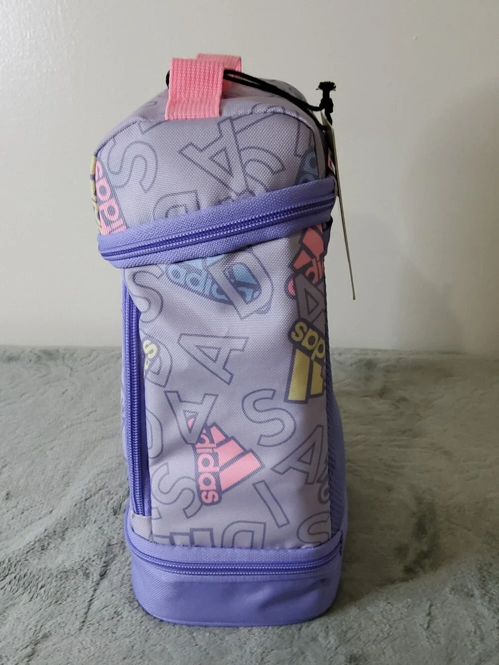 * Adidas Excel 2 Insulated Lunch School Office Zipper Tote Bag Purple/Pink